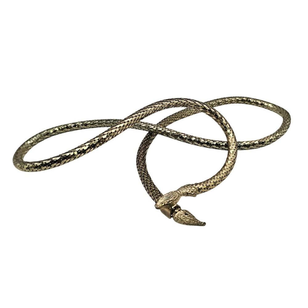 Vintage Gold Tone Mesh Snake Belt Necklace 39.5" Long Adjustable Serpent